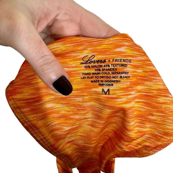 NWT Lovers + Friends Lucky Top (L) & Bottom (M) Bikini Orange Space Dye Revolve - Picture 10 of 13